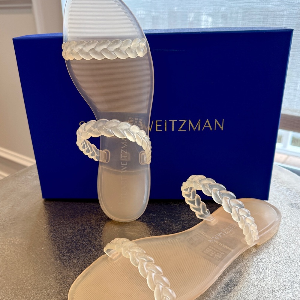 Stuart Weitzman Cream Braided Sandals - Picture 3 of 4